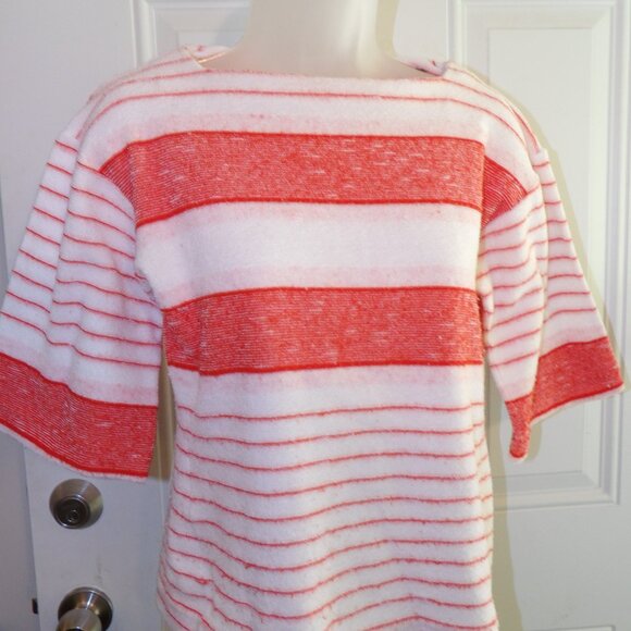 Red and White Terry Cloth Top Jo Hardin Original Texas Size Small - Picture 3 of 5